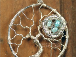Bird Nest in Tree of Life Pendant Sterling Silver Wire Wrapped, Nest Tree, Mother's Day, Gift for Mom, Family Tree, Momma Bird