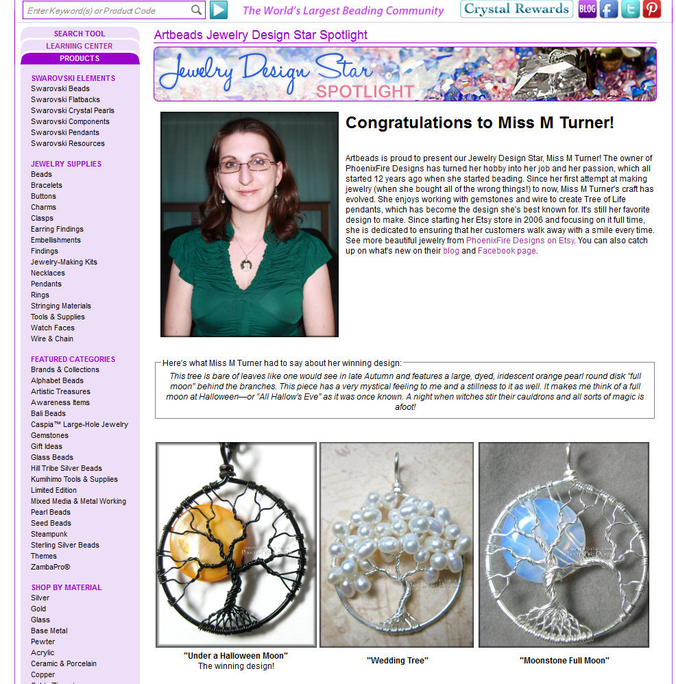 Artbeads.com Jewelry Design Star Winner M. Turner of PhoenixFire Designs