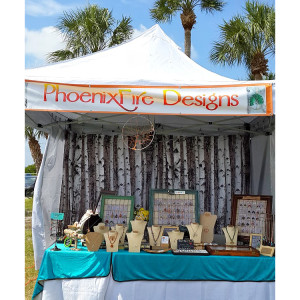 PhoenixFire Designs vendor craft show art show booth handcrafted wire wrapped jewelry, wire tree etsy seller things to do in tampa