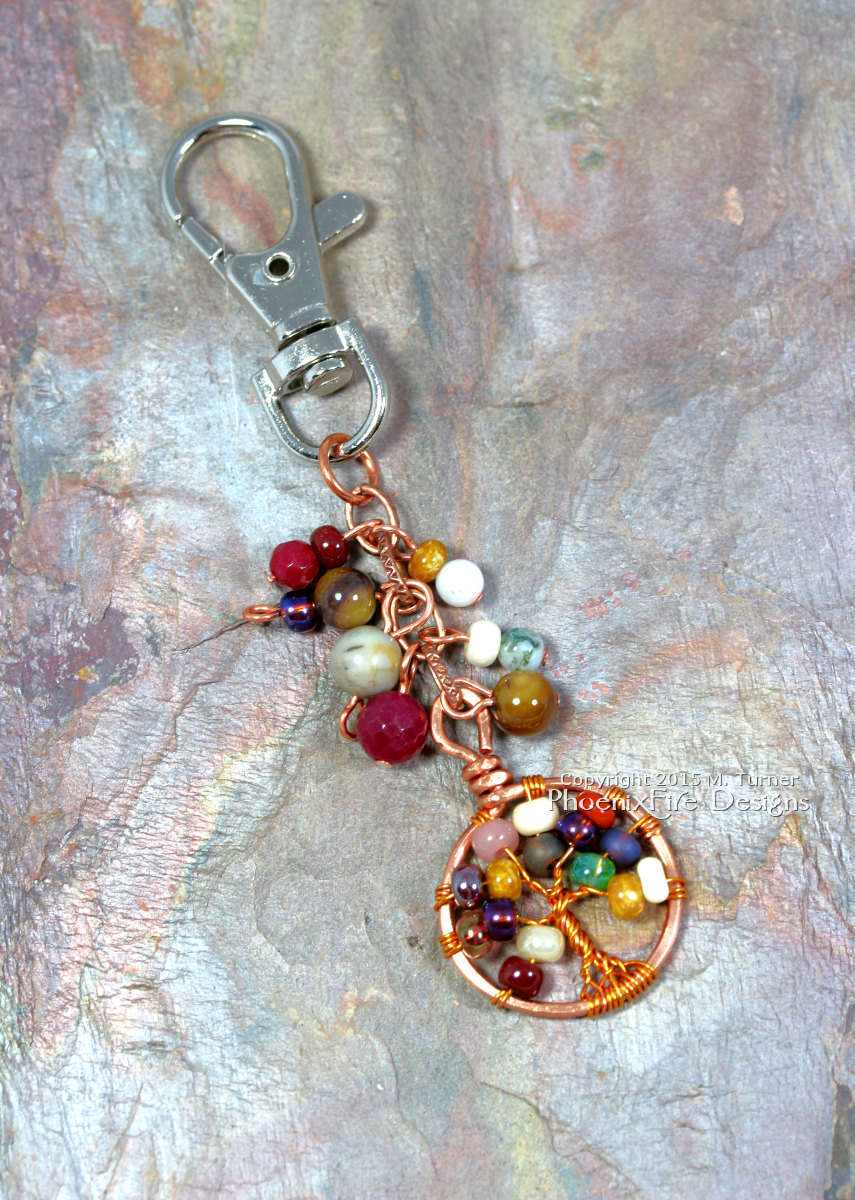 Miniature copper autumn leaves purse charm, handbag charm, zipper pull, cell charm, or hoodie charm by PhoenixFire Designs.