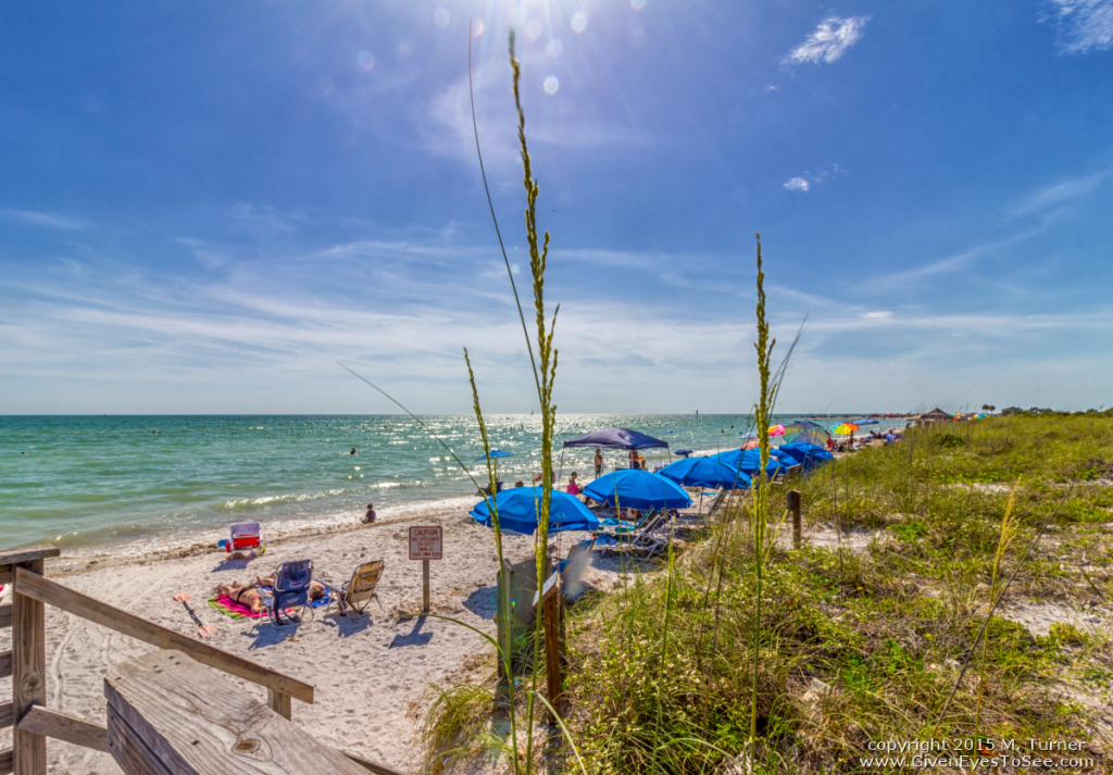 Enjoying a perfect day at the beach! Honeymoon Island in the Gulf of Mexico just north of famous Clearwater Beach on west central coast of Florida, known as the Suncoast.