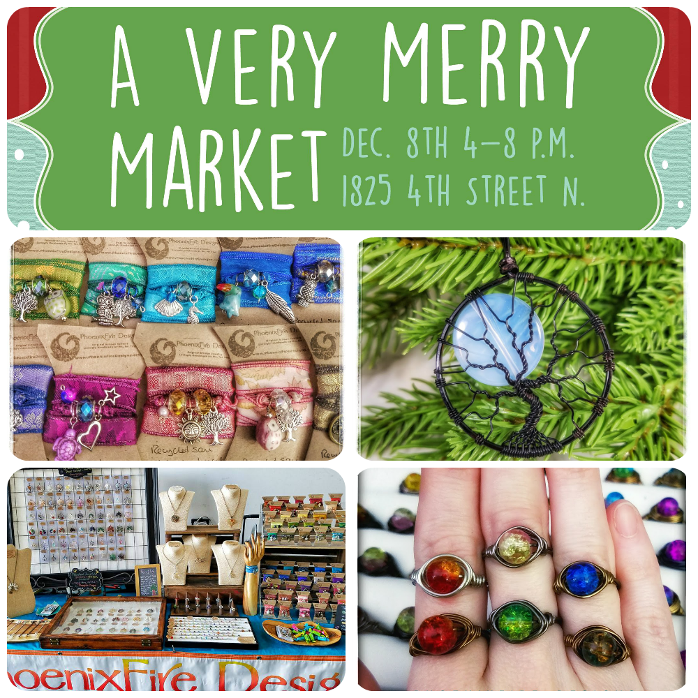 Shop PhoenixFire Designs at A Very Merry Market inside at Sunken Gardens in St. Pete! This awesome event offers FREE holiday snacks, FREE champagne and even FREE gift wrapping! Get your holiday shopping done in style with unique, handmade and local gifts! 