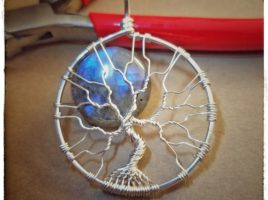 Wire wrapped jewelry, blue flash labradorite full moon, blue moon tree of life necklace, handmade labradorite jewellry for her by PhoenixFire Designs on etsy