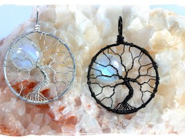 Large natural rainbow moonstone full moon tree of life pendant wire wrapped argentium sterling silver non tarnish wire wrap tree etsy by Miss M. Turner PhoenixFire Designs