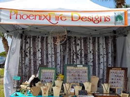 PhoenixFire Designs vendor craft show art show booth handcrafted wire wrapped jewelry, wire tree etsy seller things to do in tampa