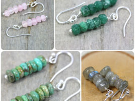 Rose Quartz Blush Pink Earrings, Dark Green Aventurine Stacked Earrings, Turquoise Jewelry, Blue Flash Labradorite Dainty Earrings Handmade gemstone jewelry, gift for her by PhoenixFire Designs on etsy.