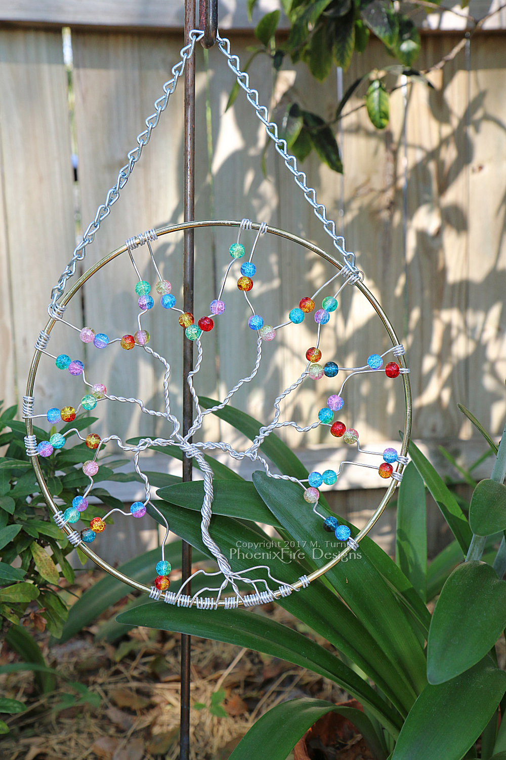 Tree of Life Suncatcher, Handmade Sun Catcher Garden Art, Crystal