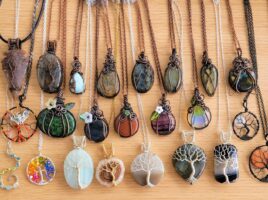 Ready to ship handcrafted wire wrapped gemstone jewelry pendants necklaces by PhoenixFire Designs